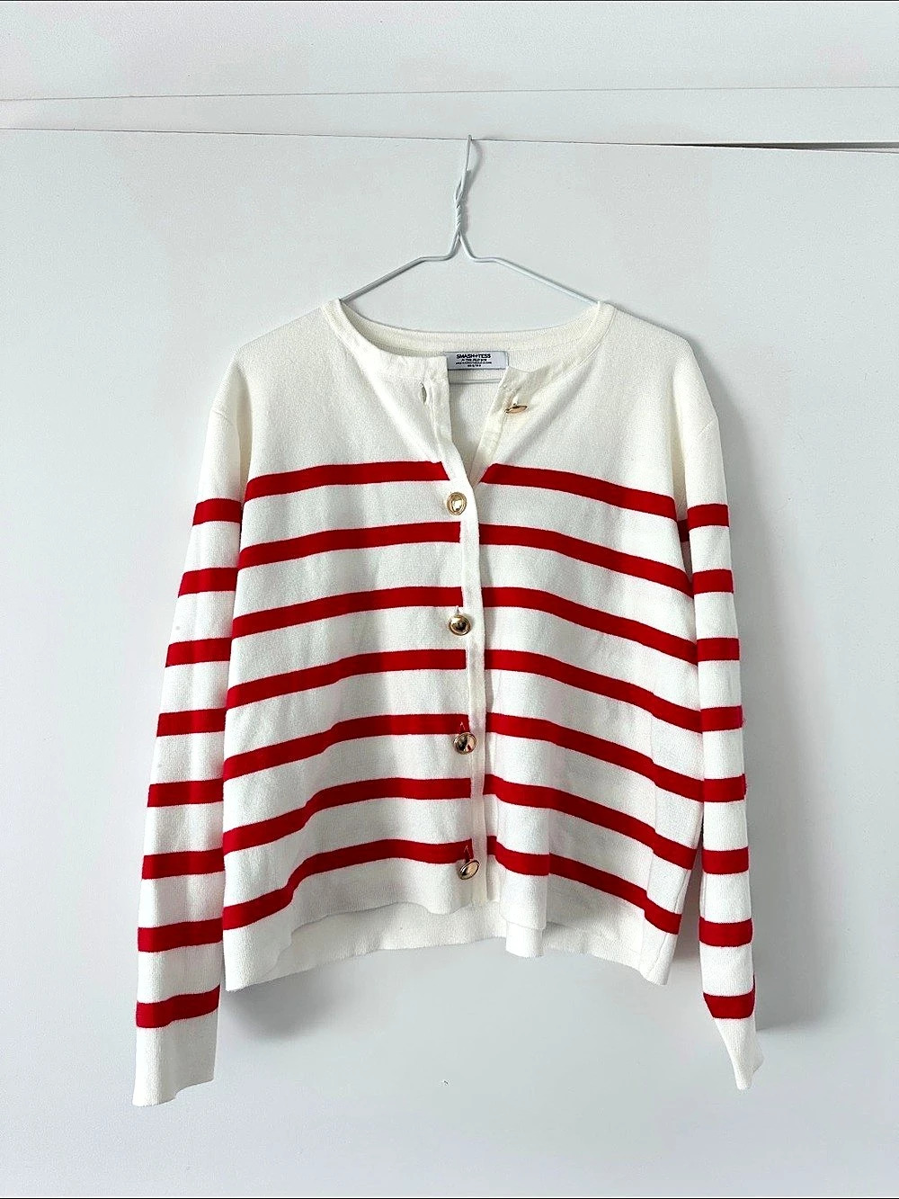 Smash + Tess for The Jilly Box Striped Cardigan Striped Cardigan White & Red